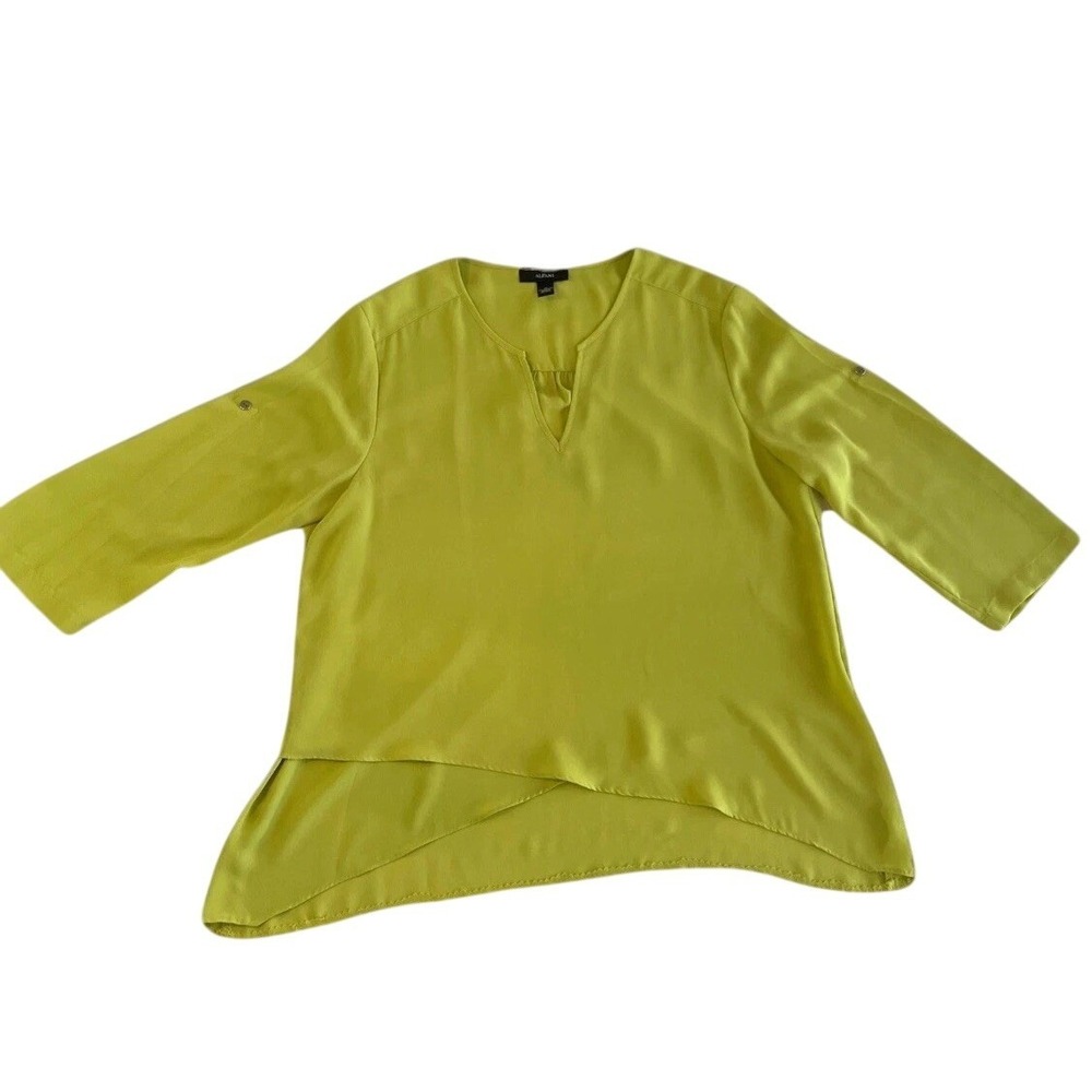 Alfani Lime Green Layered Hem Blouse